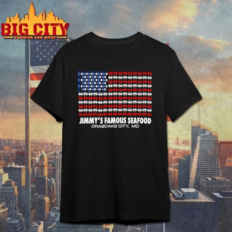 Jimmy’s Famous Seafood Crabcake city Crab Flag T-shirt