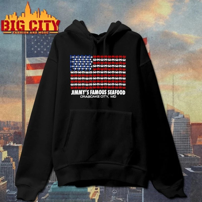 Jimmy’s Famous Seafood Crabcake city Crab Flag T-shirt