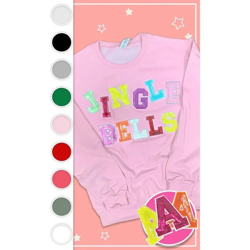 Jingle Bells Sequin Graphic Sweatshirt T-Shirts, Hoodie | UrbanDripWear.com