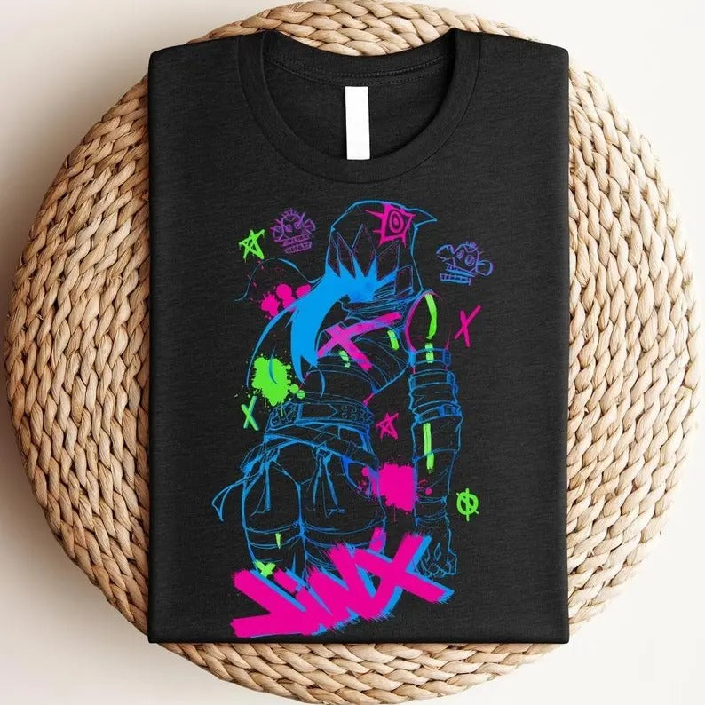 Jinx Shirt, Arcane Shirt, Powder LOL Tee, Video Game Inspired Sweatshirt, Anime Graphic Tees, Gift For Him, Gift For Her,...