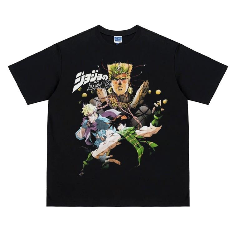 JoJo "Battle Tendency" Vintage Oversized Tee Anime T-shirt 100% Cotton Original Design Men's Top for Fans DTG Printing...
