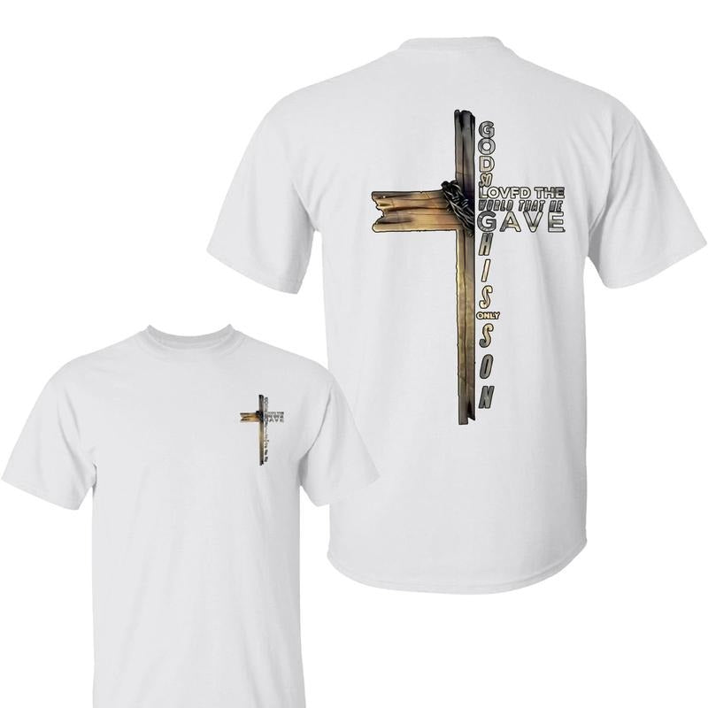 John 316 Cross Easter T-Shirt - Inspirational Christian Graphic with Wooden Cross, Faith-Based Apparel, Unisex, Relaxed...