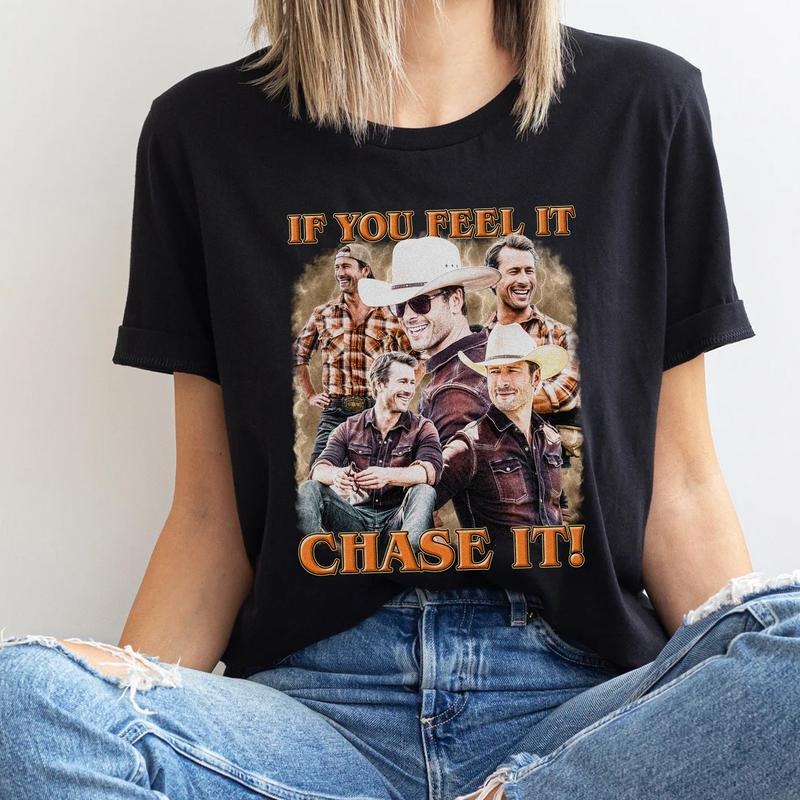 John Candy Tee, If you feel it chase it Glen Powell Shirt, Tyler Owens Twisters Shirt, Vintage Glen Powell Homage Shirt,...