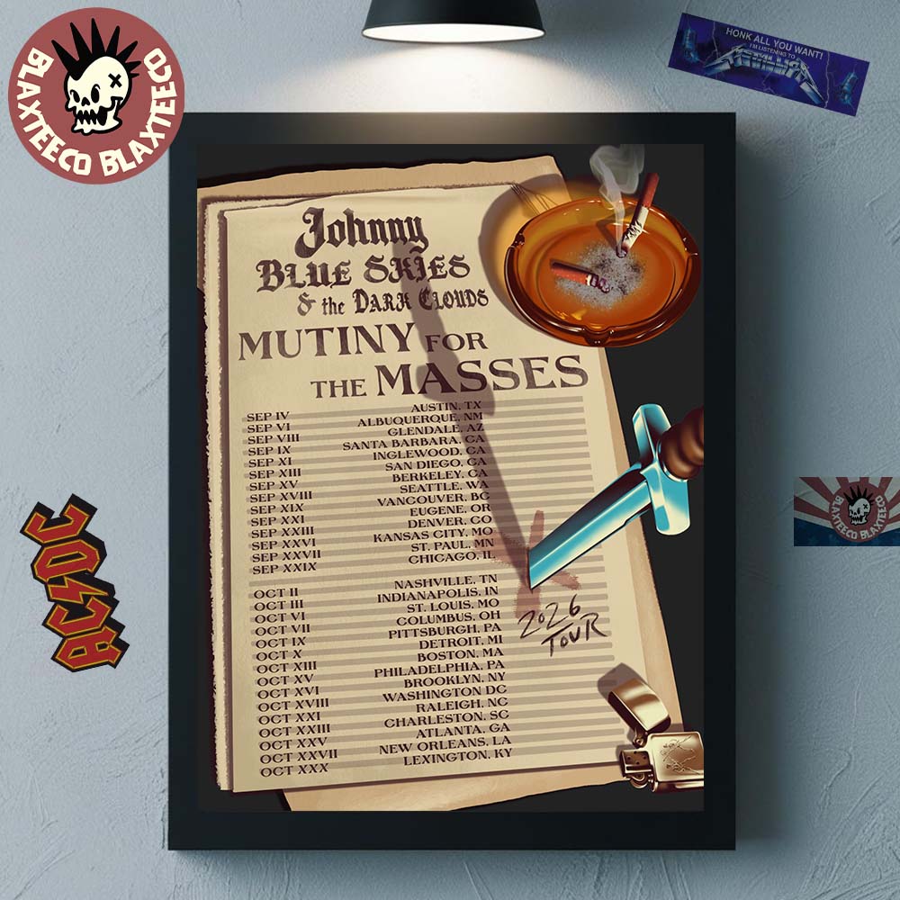 Johnny Blue Skies And The Dark Clouds Mutiny For The Masses 2026 North America Tour Schedule Dates Poster Canvas