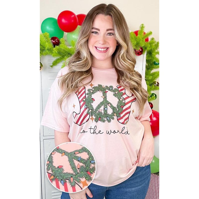 Joy to the World Rhinestone Graphic T-Shirt Hoodie, Sweatshirt | UrbanDripWear.com