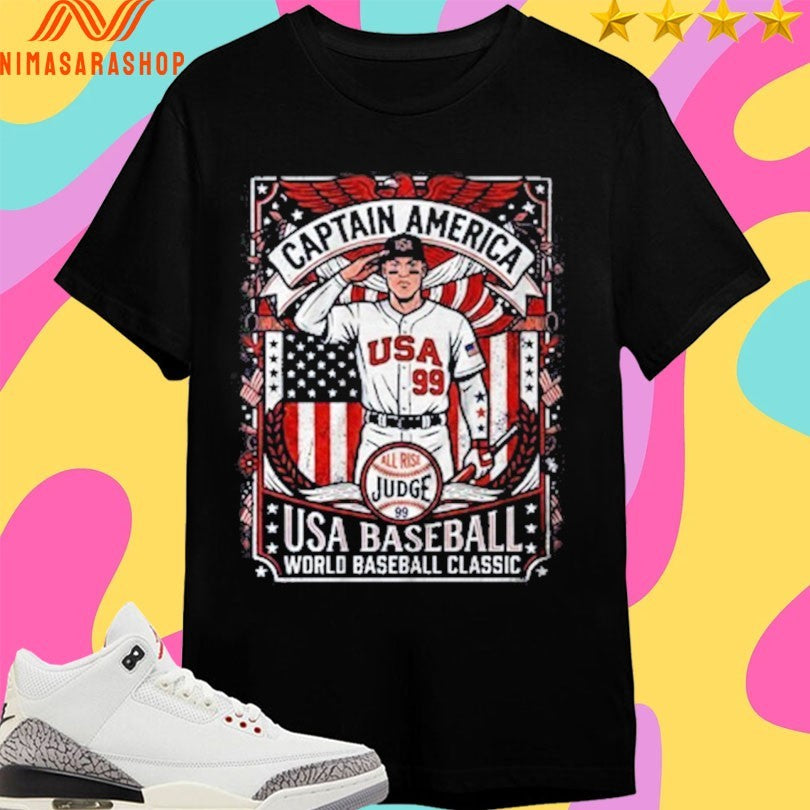 Judge Captain America USA 99 Baseball World Baseball Classic Shirts