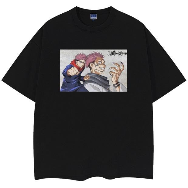 Jujutsu Kaisen "Sukuna" Heavyweight Vintage Tee 100% Cotton OVERSIZED Anime T-shirt Menswear Top Casual Streetwear Black...