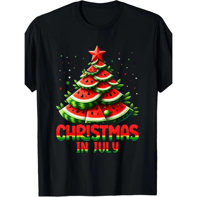 July Christmas Watermelon Tree Summer Men's Casual Comfort T-shirt Made in USA Hoodie, Sweatshirt | UrbanDripWear.com