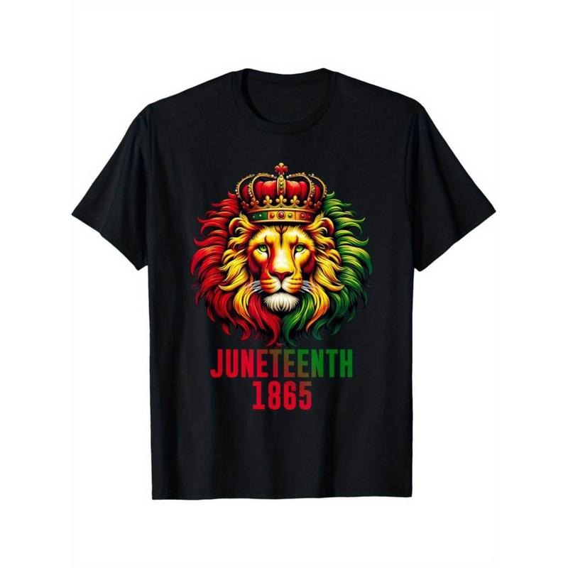 Juneteenth 1865 Celebration Lion T-Shirt - 100% Cotton, Round Neck, Short Sleeve Hoodie, Sweatshirt | UrbanDripWear.com