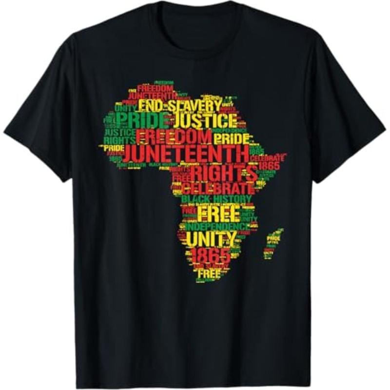 Juneteenth Africa Map Words June 19th 1865 Men Women Kids T-Shirt Hoodie, Sweatshirt | UrbanDripWear.com