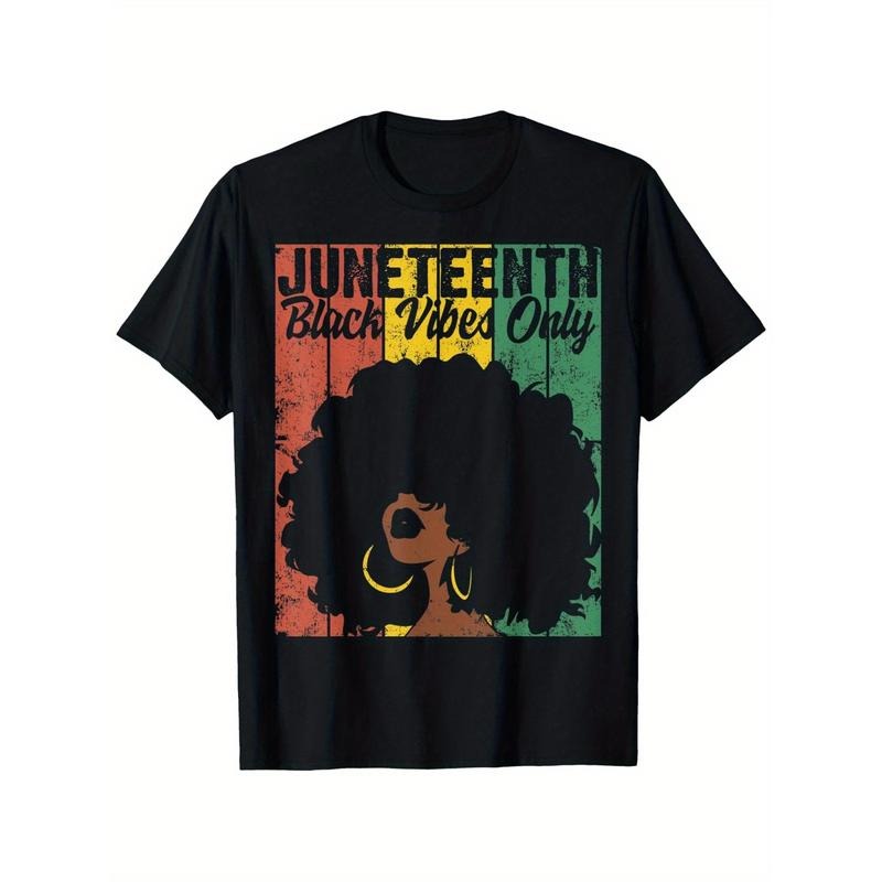 Juneteenth Black Vibes Only 1865 Black Freedom History T-Shirt Happy Easter Ramadan Carnival, 100% Cotton, Fabric Weight...