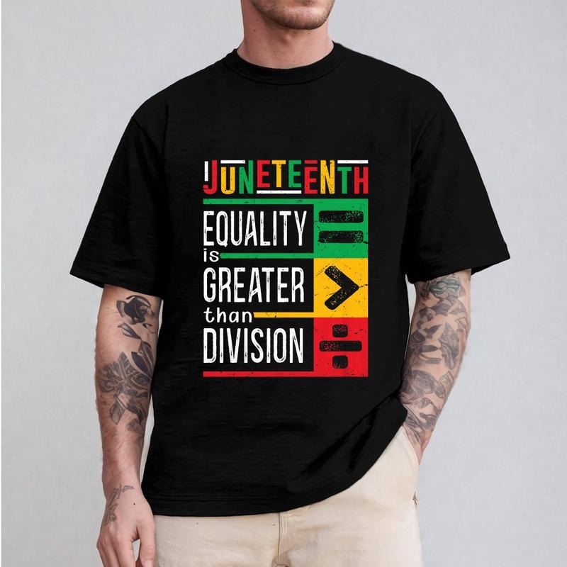 Juneteenth Equality Is Greater Than Division T-shirt, Graphic Tees for Men Women Cotton Fabric Casual Crew Neck Short...