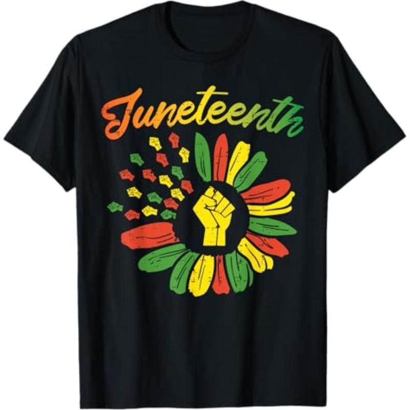 Juneteenth Flag Fist Daisy 1865 Black Pride African Women T-Shirt Hoodie, Sweatshirt | UrbanDripWear.com