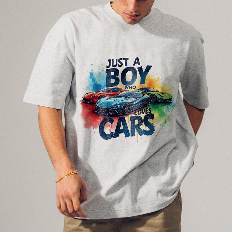 Just A Boy Who Loves Cars Shirt, Sublimation, Colorful Cars Sweatshirt Hoodie | UrbanDripWear.com