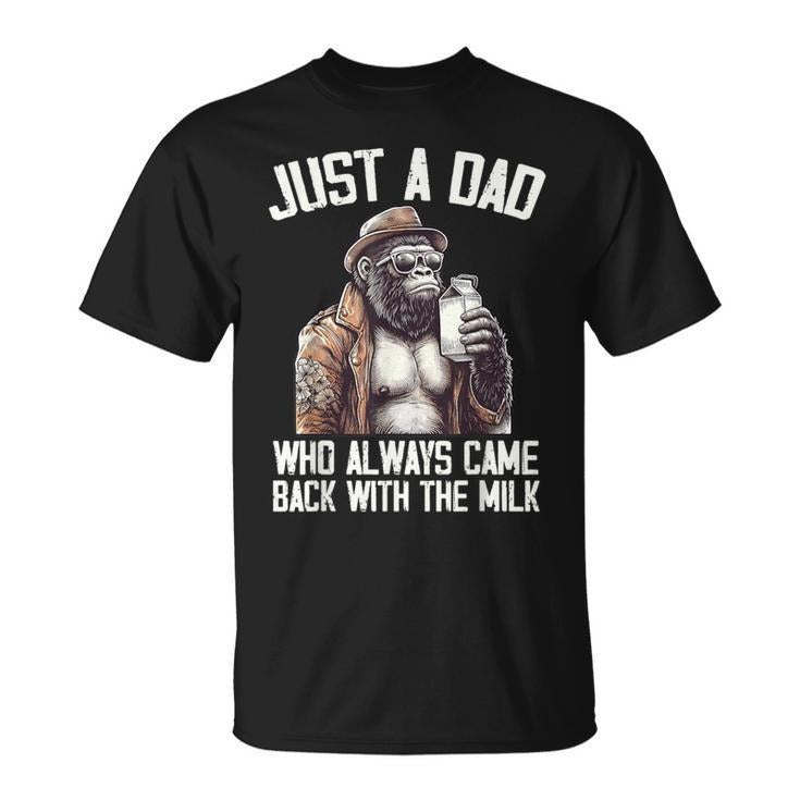 Just A Dad Who Always Came Back Bigfoot Gorilla Fathers Day Men's T-shirt, Full-Color Casual Menswear Top, Perfect Gift,...
