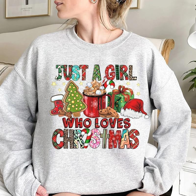 Just A Girl Who Loves Christmas Crewneck Sweatshirt, Hoodie, T-shirt | UrbanDripWear.com