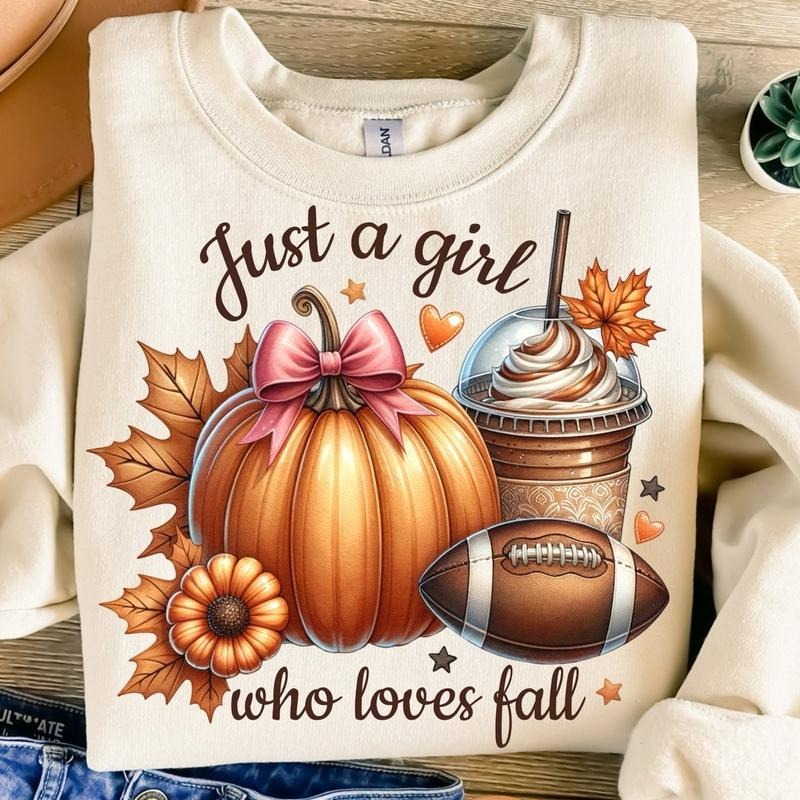Just A Girl Who Loves Fall Sweatshirt, Pumpkin Sweater, Autumn Sweater, Trendy Fall Sweatshirt T-Shirts, Hoodie
