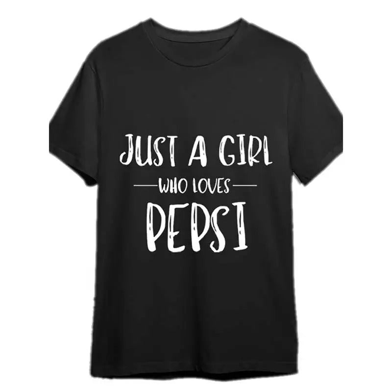 Just A Girl Who Loves Pepsi - Pepsi - T-Shirt Funny Men's Short Sleeve Graphic T-shirt Collection Black PR Made in USA...