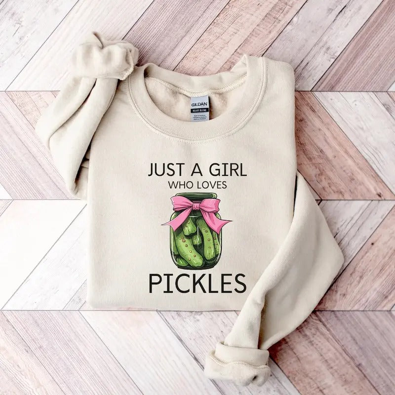 Just A Girl Who Loves Pickles Coquette Shirt, Pickle Lover T-shirt, Funny Pickles Shirt Hoodie, Sweatshirt