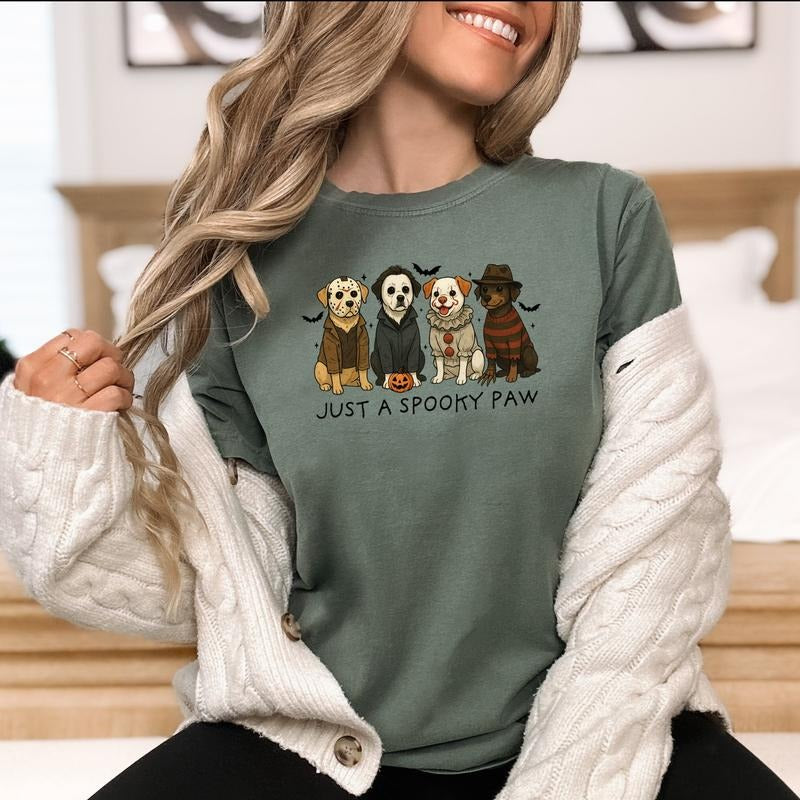 Just A Spooky Paw - Comfort Colors T-Shirt Hoodie, Sweatshirt | UrbanDripWear.com
