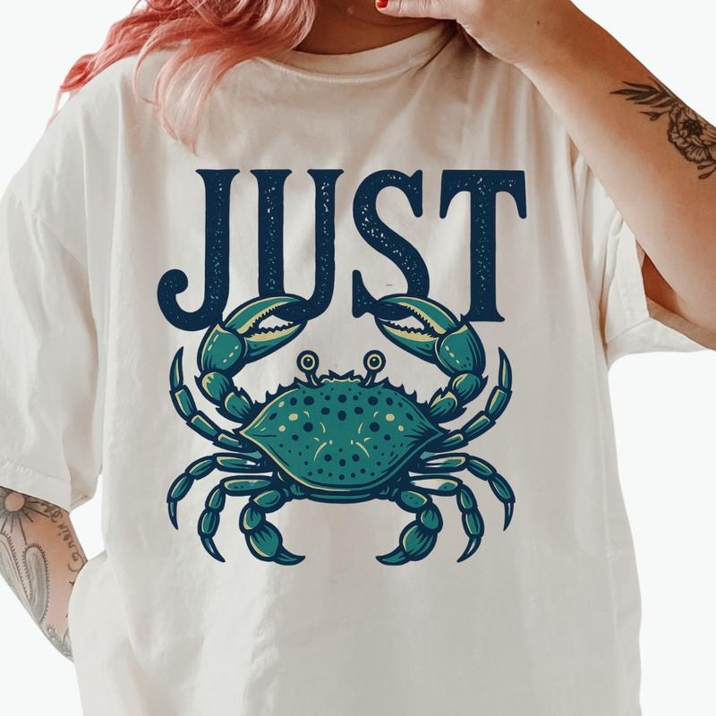 Just Crabby T-shirt, Comfort Colors graphic shirt Casual Oversized Cotton Shirt for the Comfort Fabric Top Womenswear...