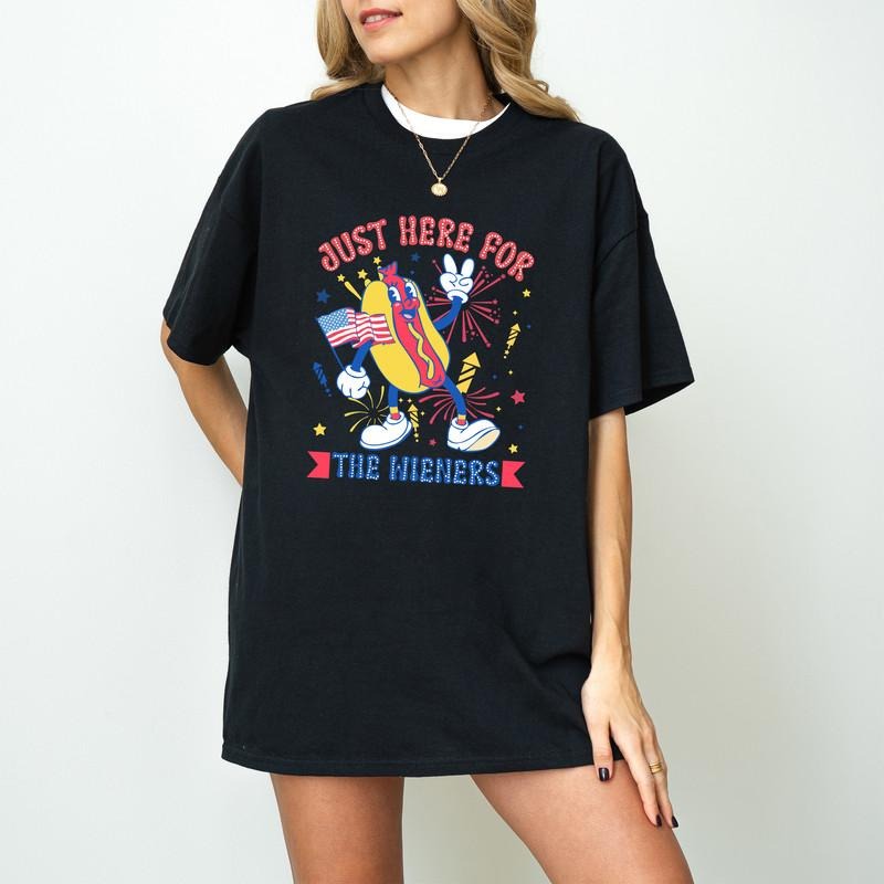 Just Here For The Wieners Shirt, 4th of July Funny Hot Dog shirt, Independence Day Tee shirt, Retro 4th of July America...