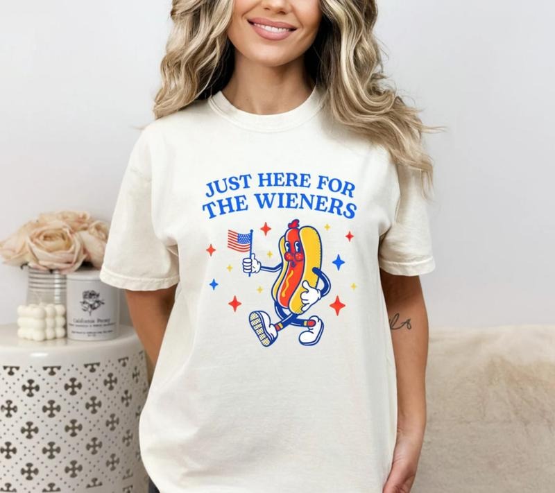Just Here For The Wieners T-Shirt, Funny Hotdog Sweatshirt, Independence Day Tee Shirt, Retro 4th of July Shirt, American...
