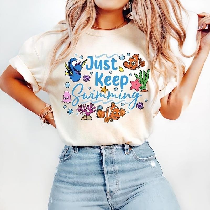 Just Keep Swimming Tshirt, Finding Nemo Shirt, Trendy Graphic Tee, Cartoon Family Shirt Hoodie, Sweatshirt