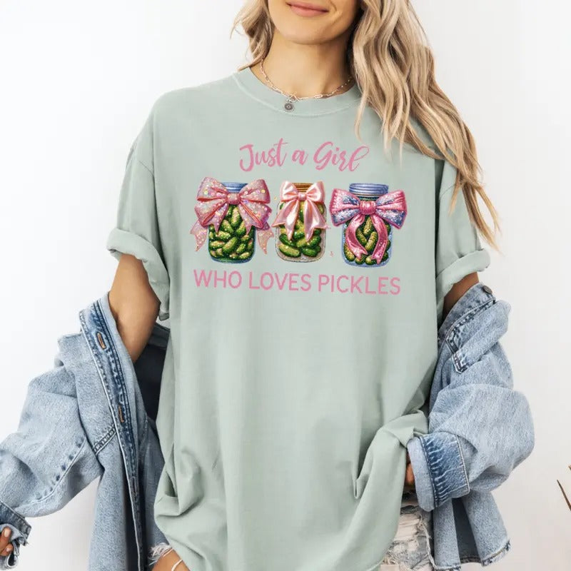 Just a Girl who Loves Pickles Unisex Comfortable Relaxed Fit Tshirt Hoodie, Sweatshirt | UrbanDripWear.com