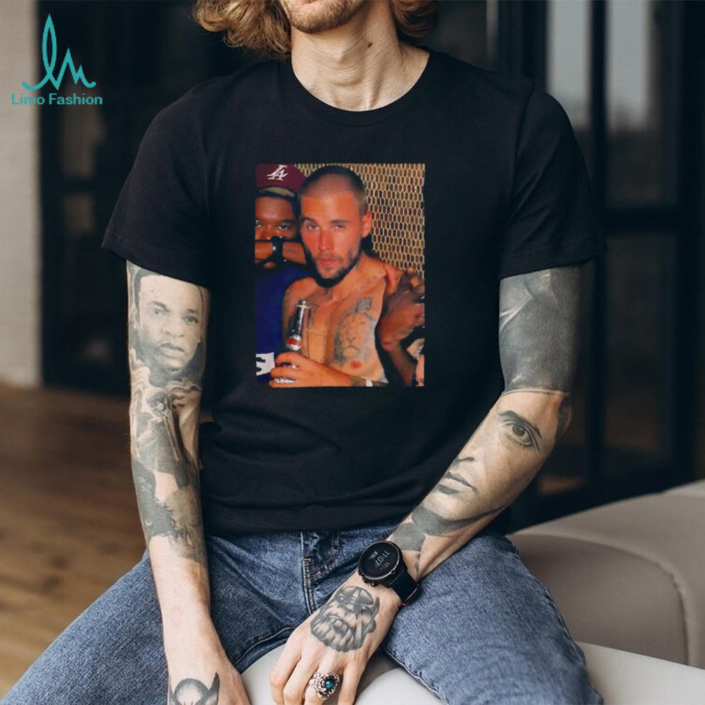 Justin Bieber Tattooed Mugshot Aesthetic Black T Shirt