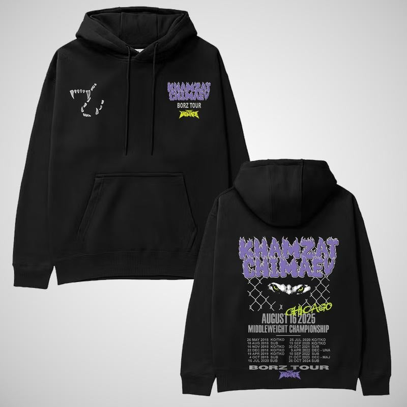 KHAMZAT CHIMAEV BORZ TOUR HOODIE, Chimaev Middleweight Championship T-shirt, Borz Tour Tee, Khamzat Chimaev UFC Shirt,...