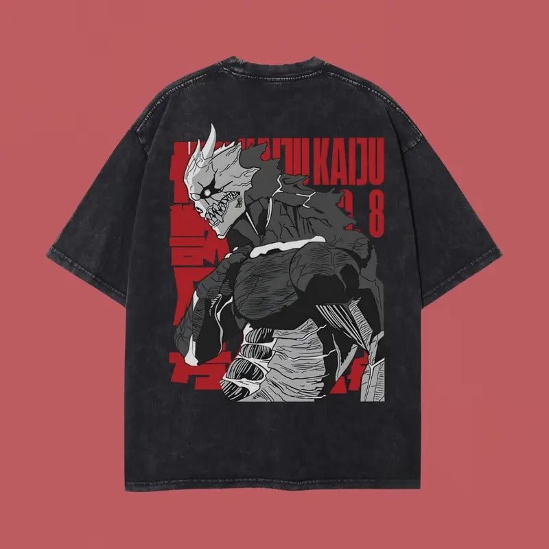 Kafka Hibino Washed Oversized T-Shirt, Kaiju No. 8 Anime Washed Heavy Cotton Special Graphic Teestyle{n002}2 Hoodie,...