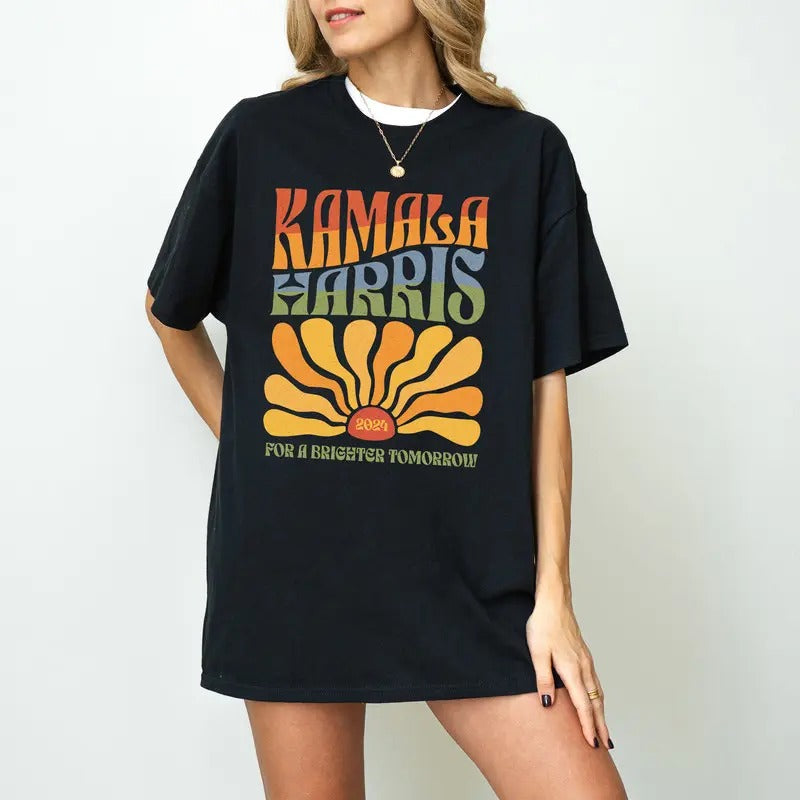 Kamala Harris 2024 Shirt Kamala for President Shirt Boho Aesthetic Tee Retro Tee Election 2024 Shirt LGBTQIA Rainbow Vote...