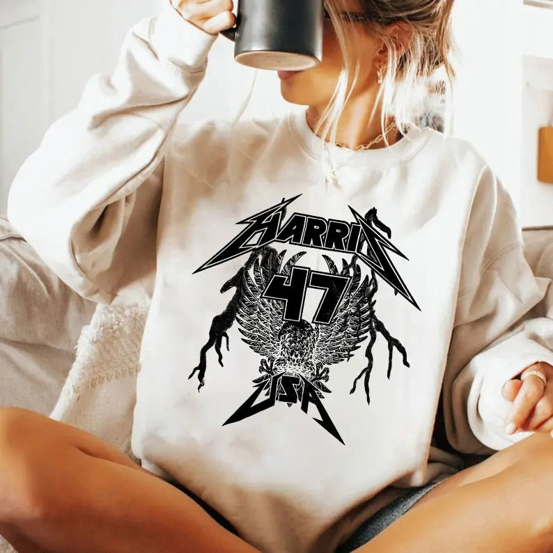 Kamala Harris 47 Eagle Shirt, Vintage Rock Harris Tee, Retro Kamala Harris Shirt, Harris 47 Shirt Sweatshirt Hoodie, Vote...