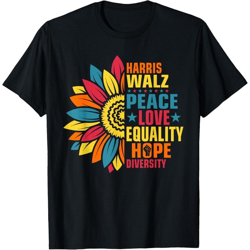 Kamala Harris Waltz Peace Love E Hope Diversity T-Shirt made in usa Hoodie, Sweatshirt | UrbanDripWear.com