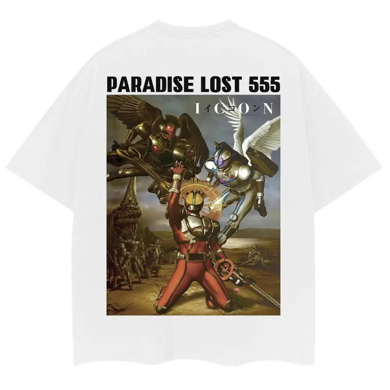 Kamen Rider "555 Faiz" Heavyweight Vintage Tee 100% Cotton OVERSIZED Anime T-shirt Menswear Top Casual Streetwear White...