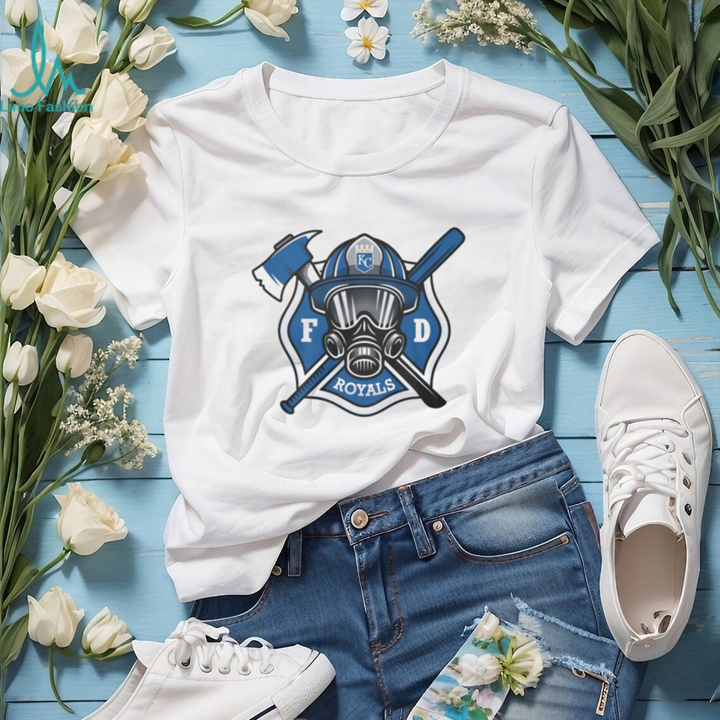 Kansas City Royals Firefighter FD First Responder Baseball Fans Retro Men Women White T Shirt