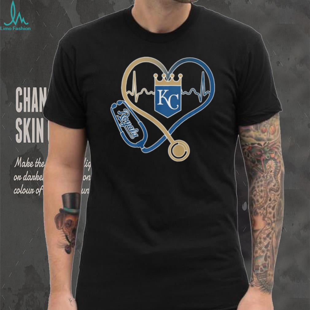 Kansas City Royals Stethoscope Heartbeat Nurse & Medical Fan T Shirt