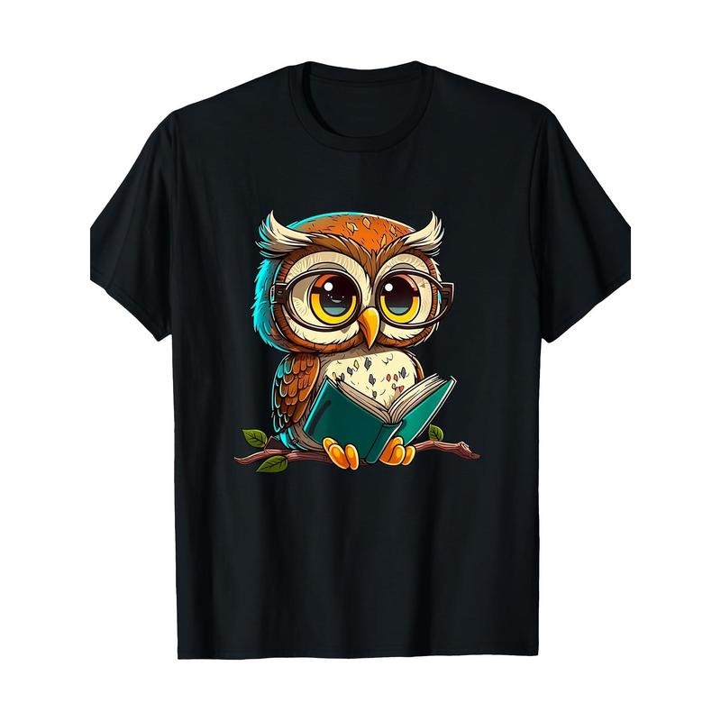 Kawaii Owl Reading - Reading Bookworm Library Book T-shirt, Men's T-shirt Made in USA Hoodie, Sweatshirt | UrbanDripWear.com