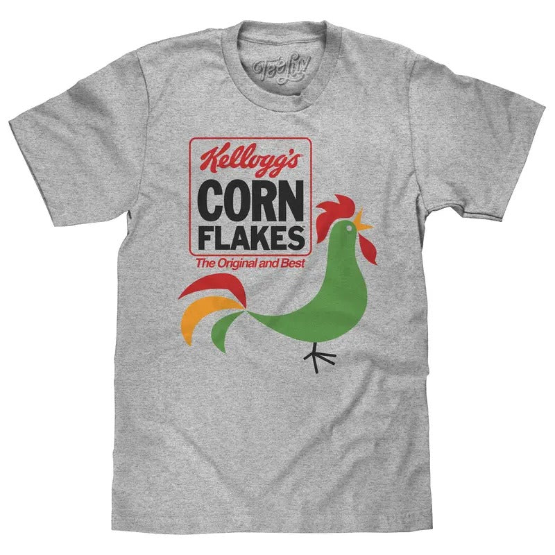 Kellogg's Corn Flakes Cereal Rooster T-Shirt - Athletic Gray Hoodie, Sweatshirt | UrbanDripWear.com