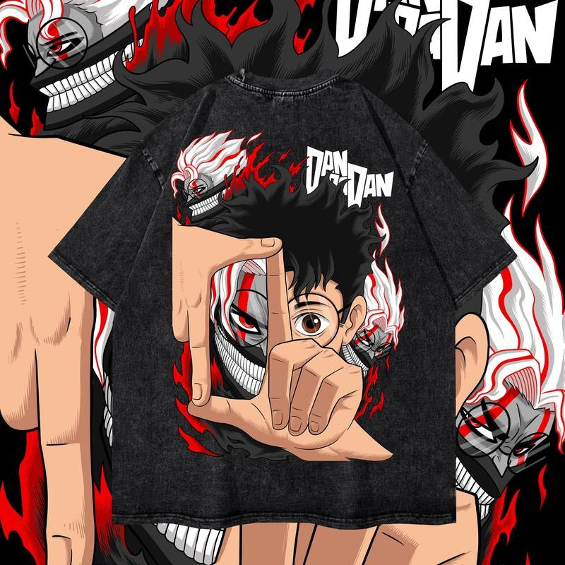 Ken Takakura Washed Oversized T-Shirt, Dandadan Anime Washed Heavy Cotton Special Graphic Tee Hoodie, Sweatshirt