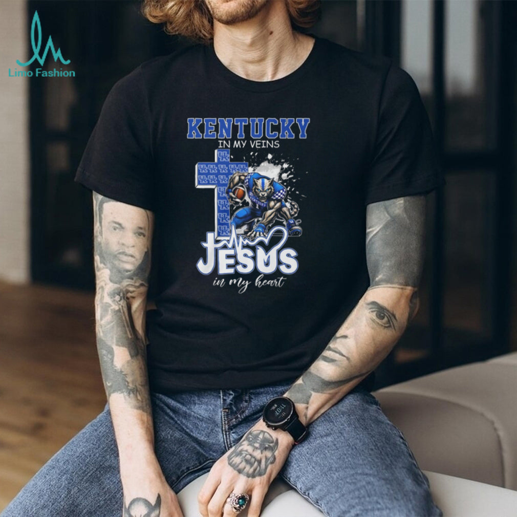 Kentucky Wildcats Fan T Shirt Kentucky In My Veins Jesus In My Heart T Shirt