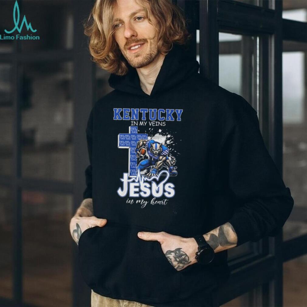 Kentucky Wildcats Fan T Shirt Kentucky In My Veins Jesus In My Heart T Shirt