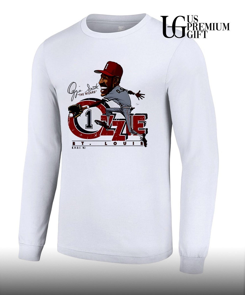 BHof 02 Ozzie Smith The Wizard Catching Baseball St Louis Cardinals baseball caricature signature shirt