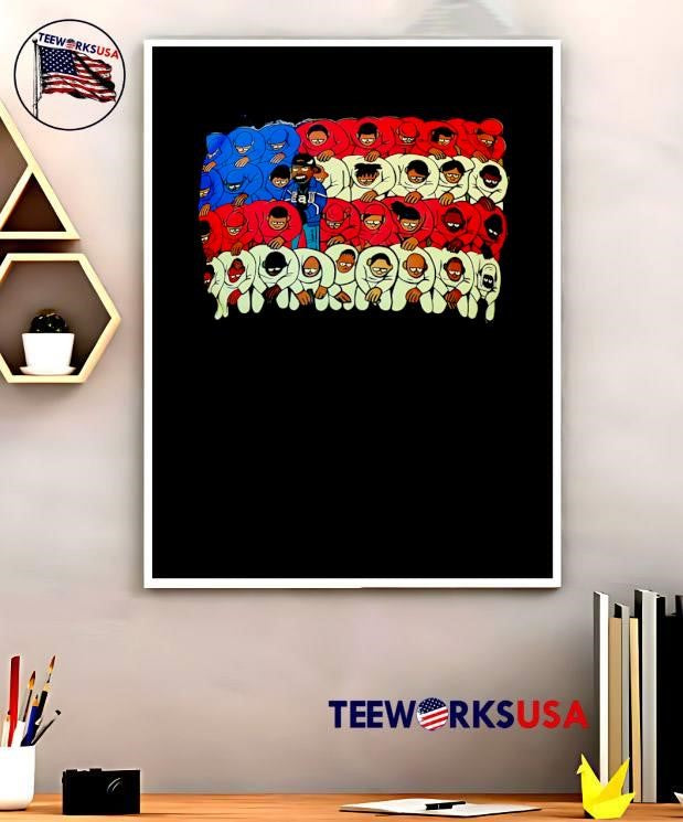 Kianu People of Color Standing as an American Flag T-Shirt