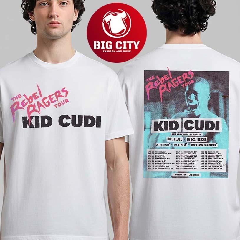 Kid Cudi The Rebel Ragers Tour 2026 North America Schedule Dates Two Sided Shirt