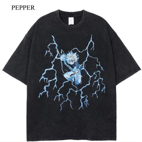 Killua V3 Vintage Oversized Anime Manga Unisex T-Shirt , Anime Manga T-Shirt, Gift For Him Hoodie, Sweatshirt