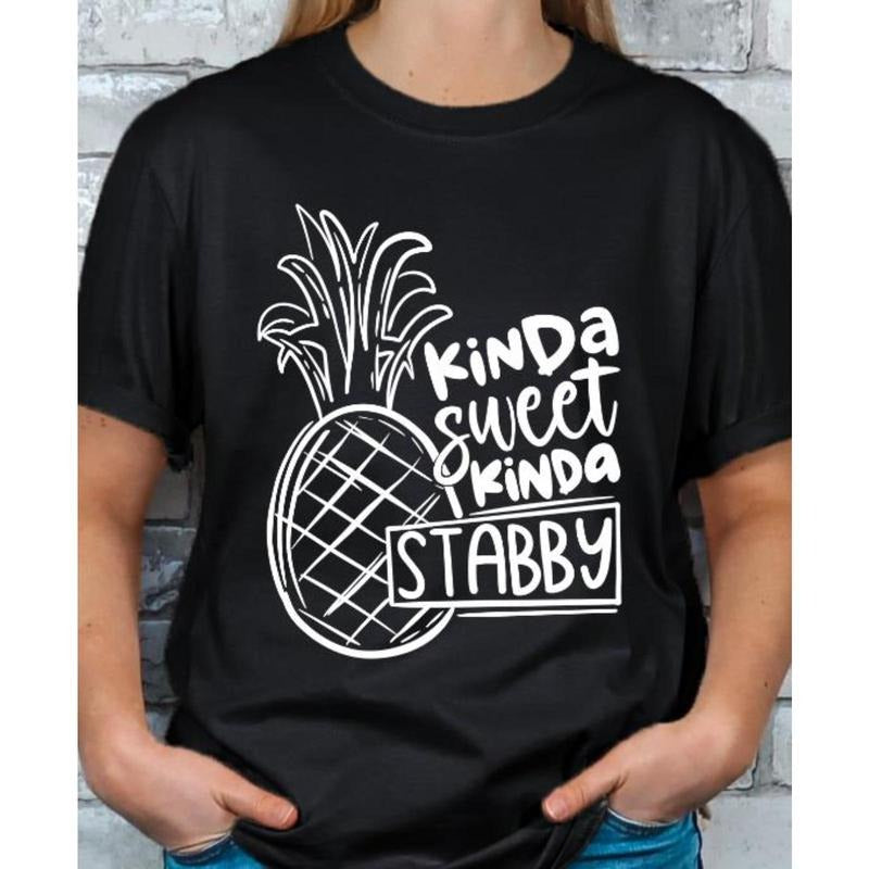 Kinda Sweet Kinda Stabby Crewneck T-shirt Streetwear Shortsleeve Hoodie, Sweatshirt | UrbanDripWear.com