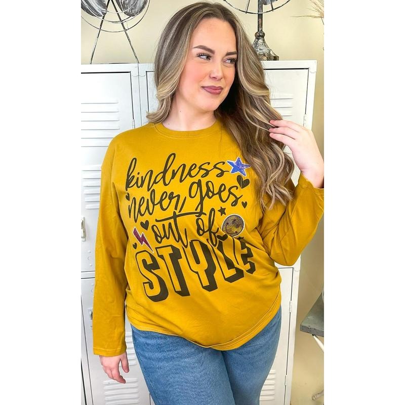 Kindness Never Goes Out of Style Sequin Graphic Long Sleeve T-Shirt Hoodie, Sweatshirt | UrbanDripWear.com