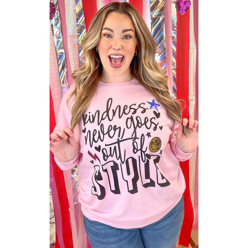 Kindness Never Goes Out of Style Sequin Graphic Sweatshirt T-Shirts, Hoodie | UrbanDripWear.com